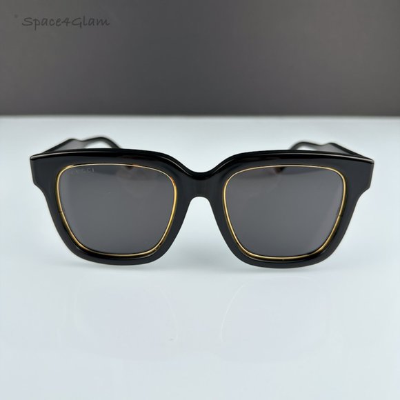 Gucci GG1136SA 001 Sunglasses Black/Gold Grey Square Women GG 1136SA - Picture 1 of 8